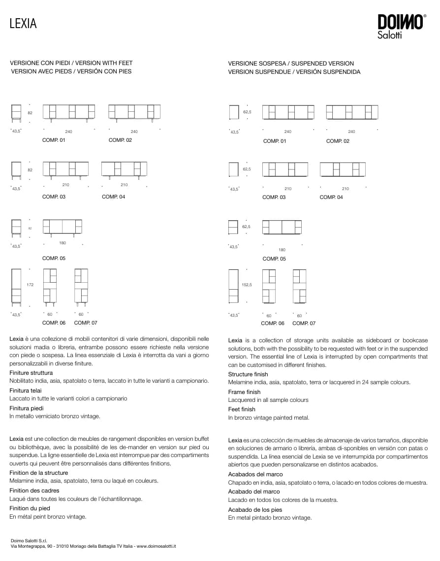Стеллаж Lexia — Doimo Salotti: фабричная схема размеров 1