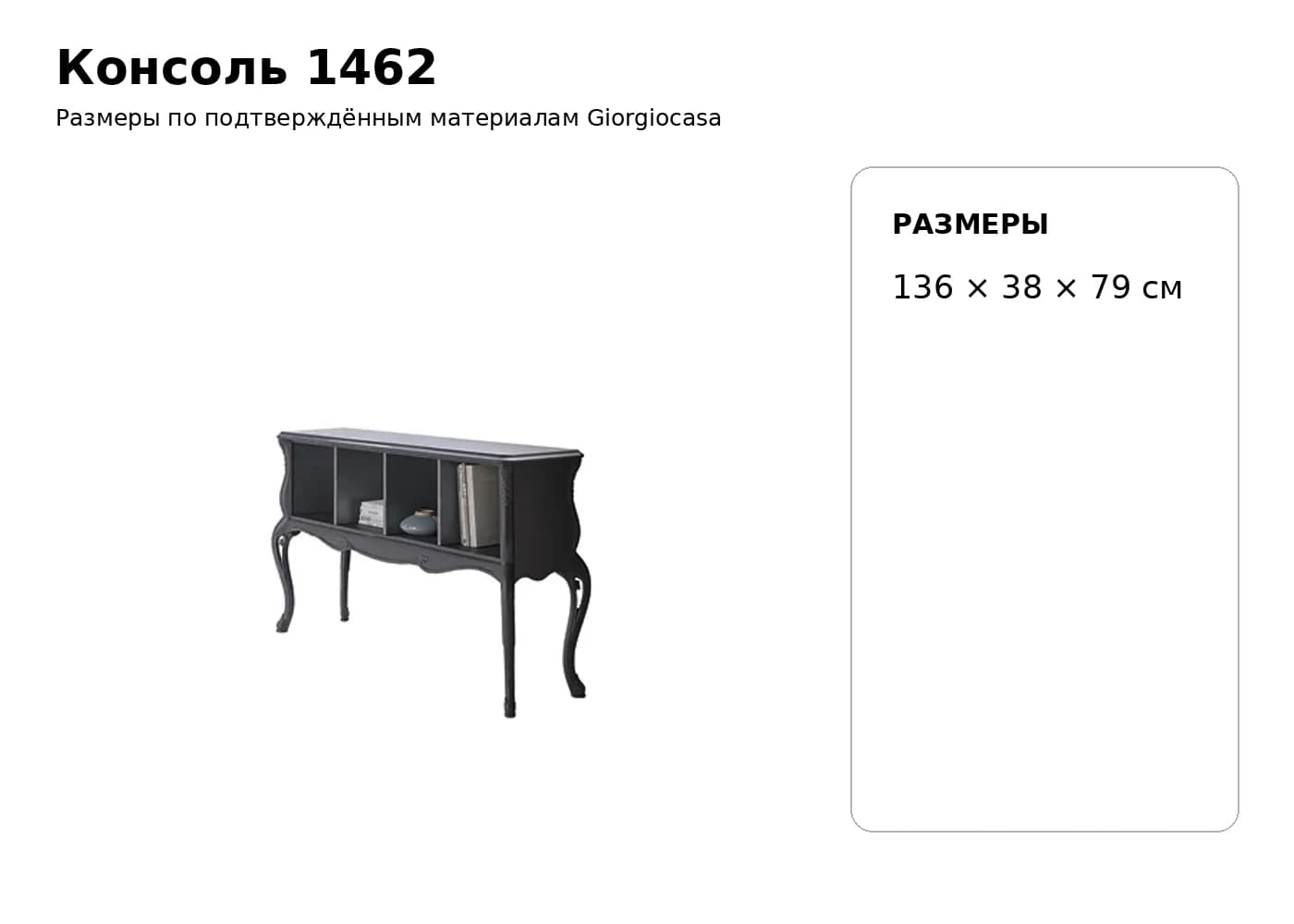 Консоль 1462 — Giorgiocasa: фабричная схема размеров 1