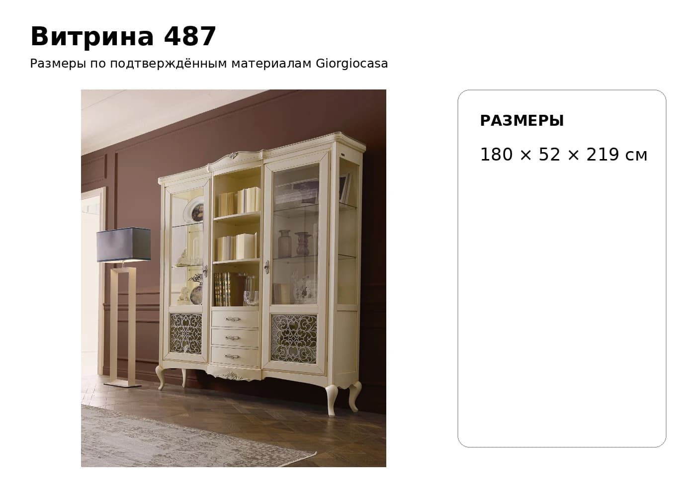 Витрина 487 — Giorgiocasa: фабричная схема размеров 1