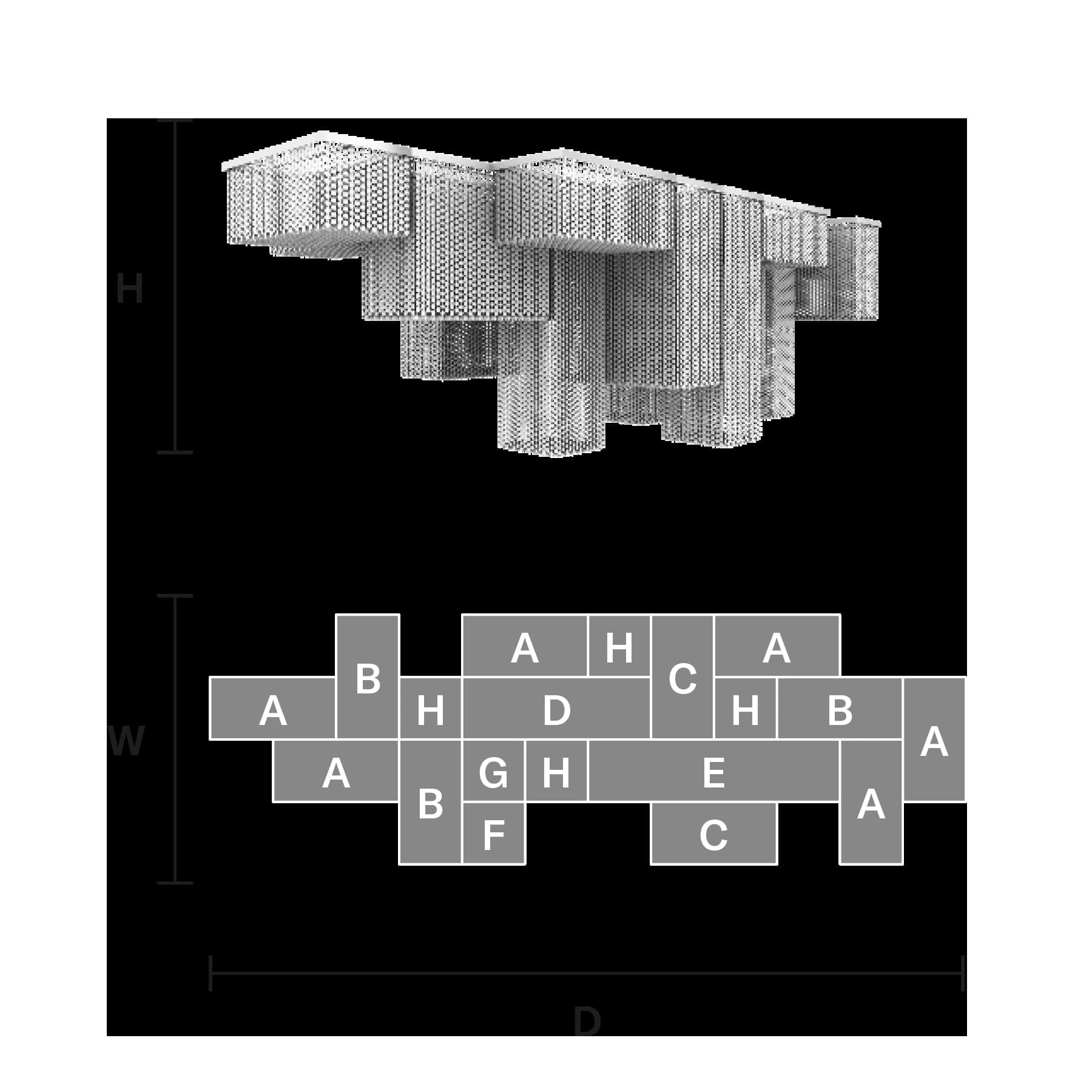 Потолочный светильник Cubo — Masiero: фабричная схема размеров 1
