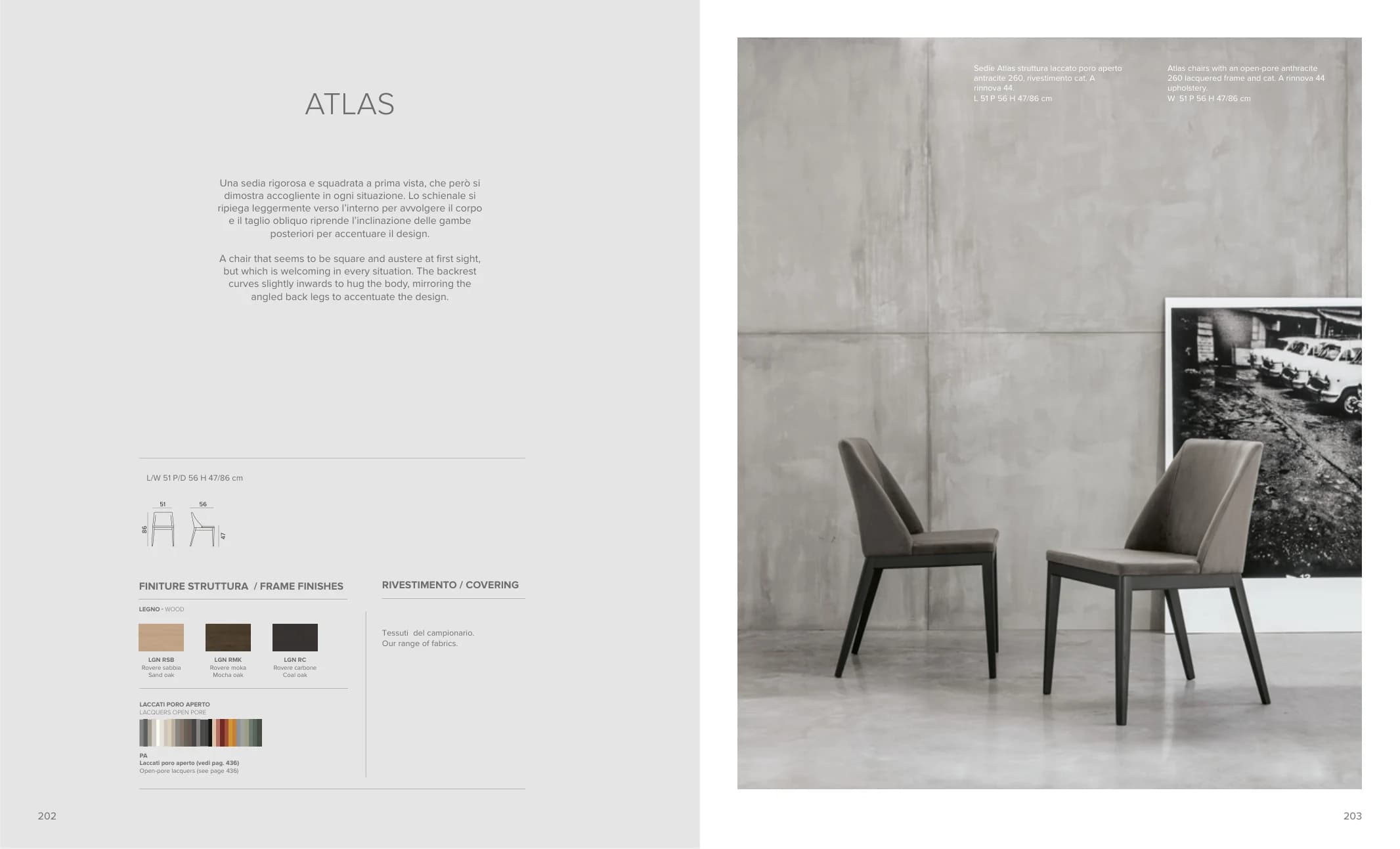 Стул Atlas — Tomasella: фабричная схема размеров 1