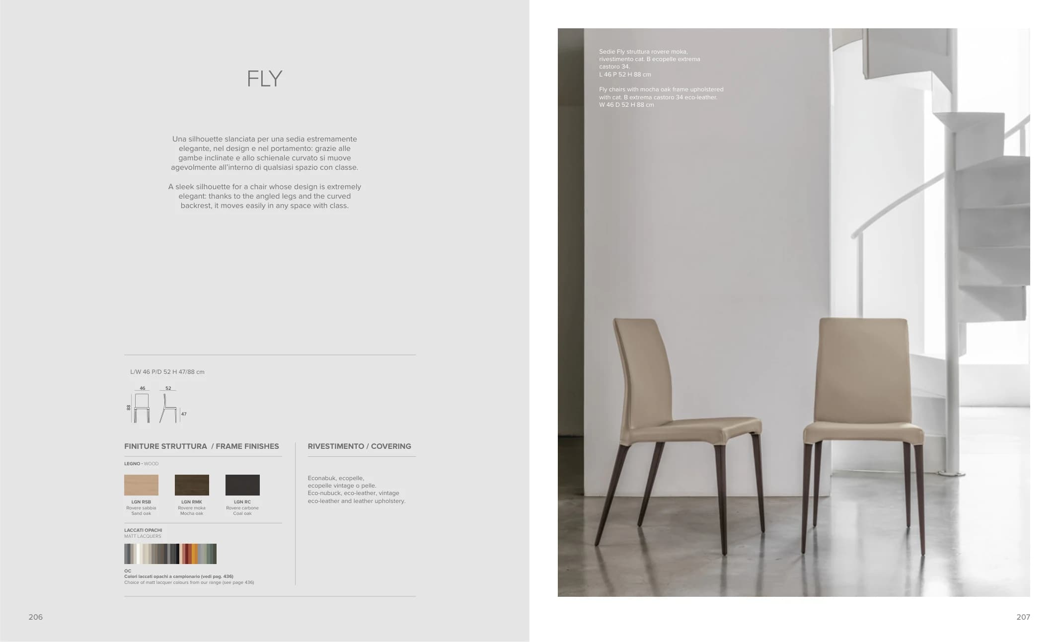 Стул Fly — Tomasella: фабричная схема размеров 1