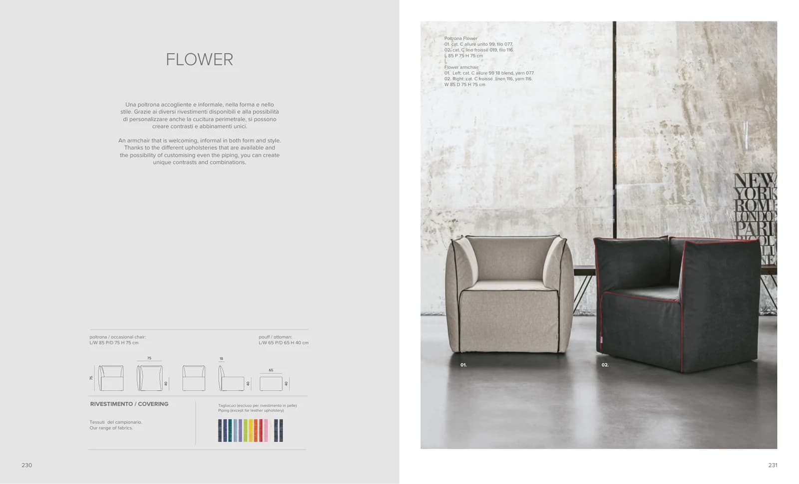 Кресло Flower — Tomasella: фабричная схема размеров 1