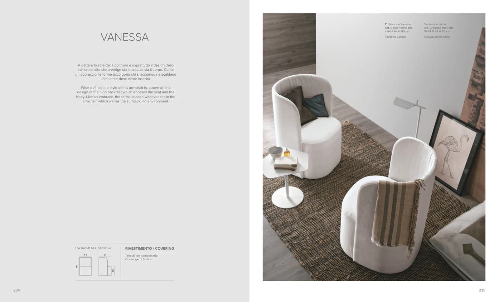 Кресло Vanessa — Tomasella: фабричная схема размеров 1