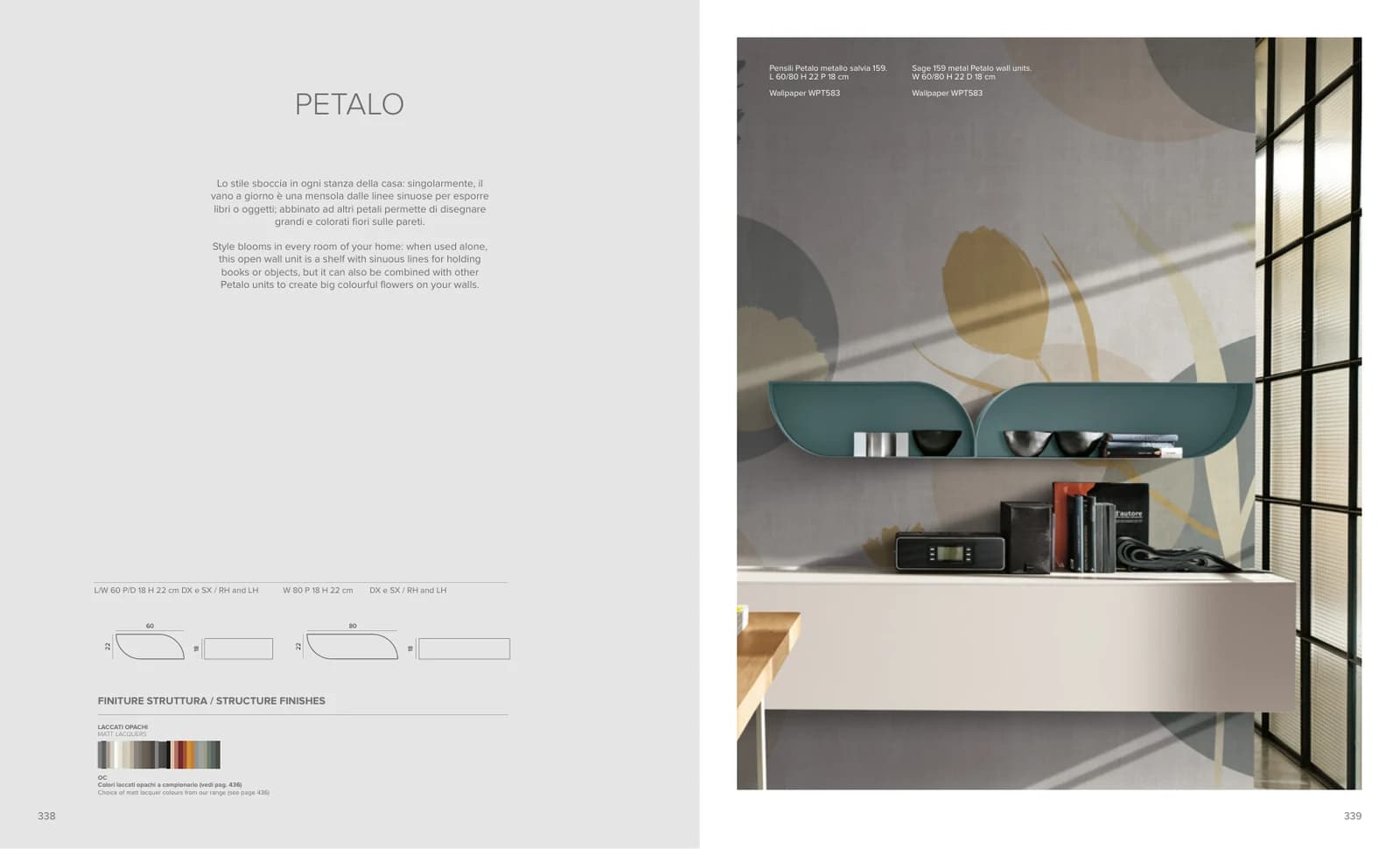 Настенный модуль Petalo — Tomasella: фабричная схема размеров 1
