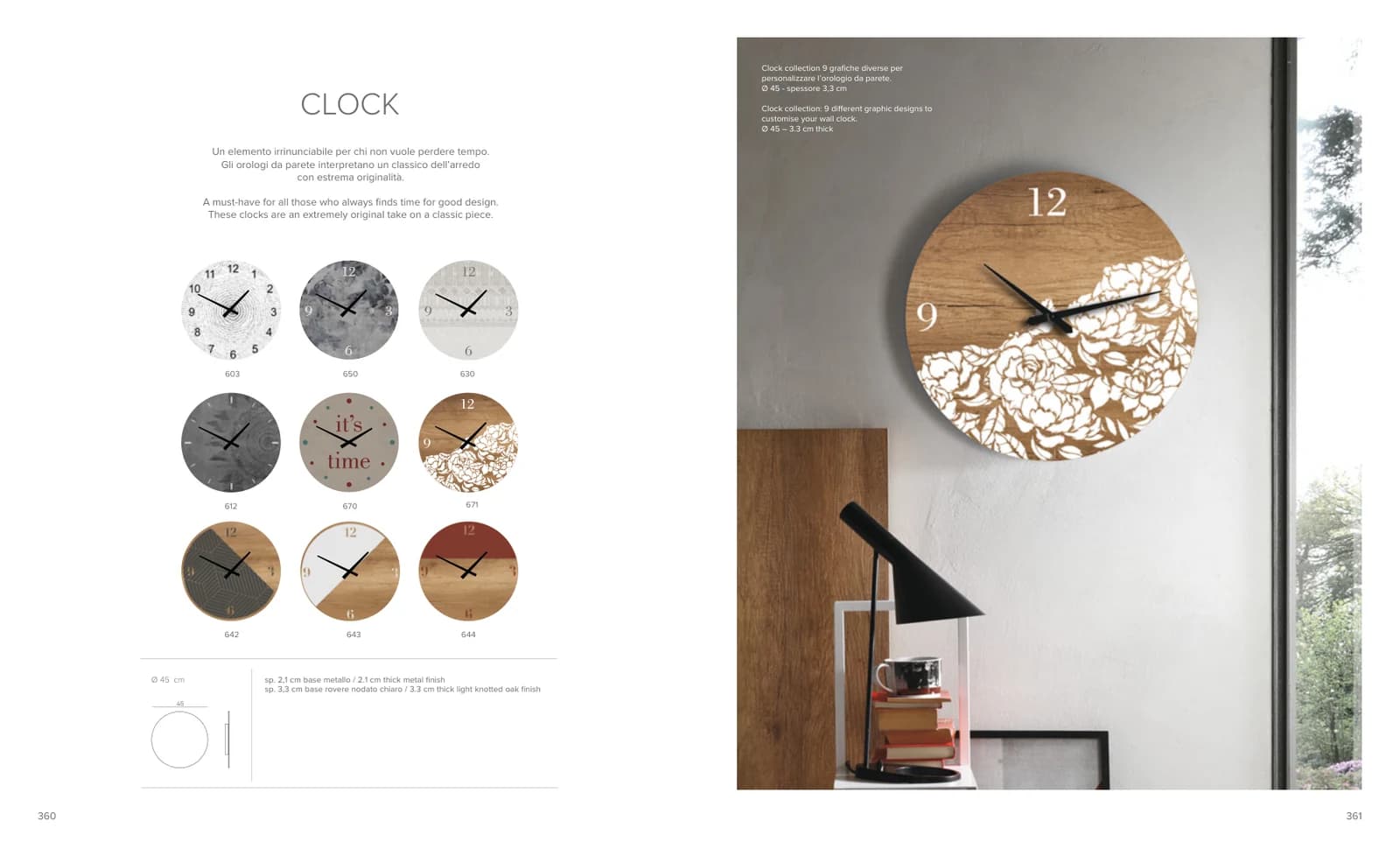 Настенные часы Clock — Tomasella: фабричная схема размеров 1